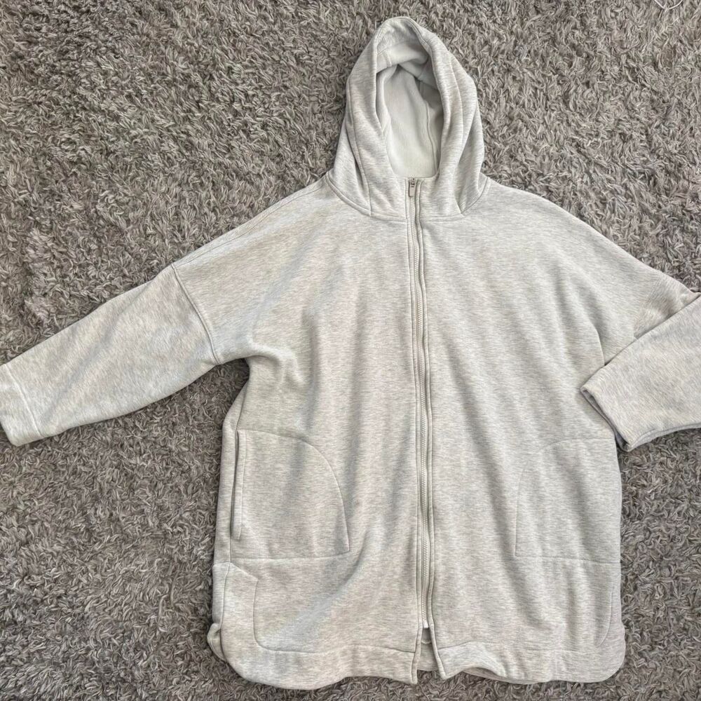 MONO B 2X plus size oversize zip up hoodie light gray VGUC